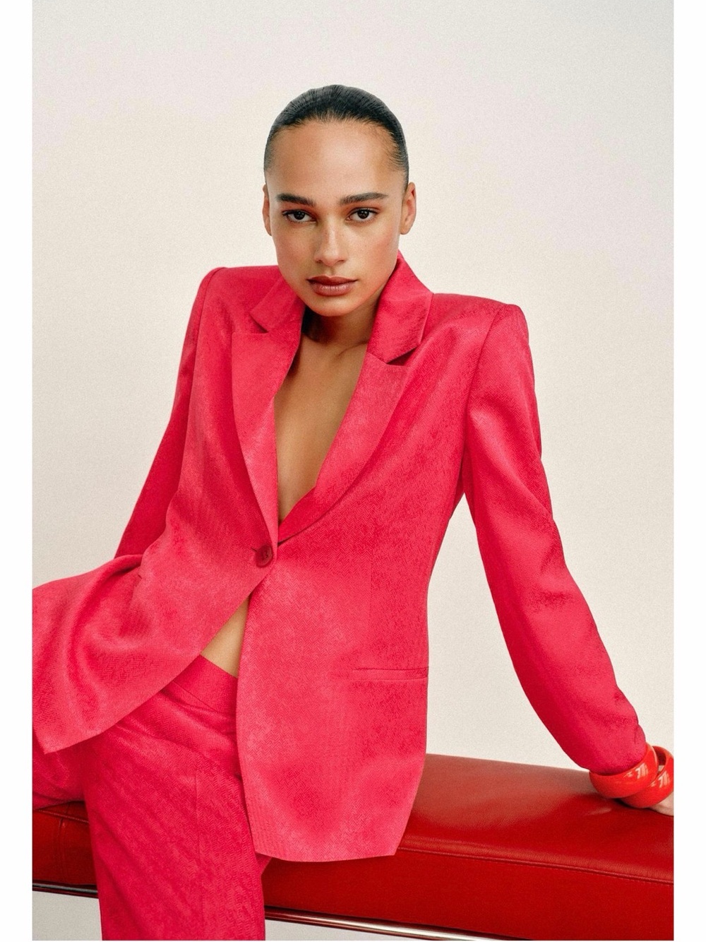 Zara Vibrant Raspberry Single-Button Blazer - Picture 5 of 10